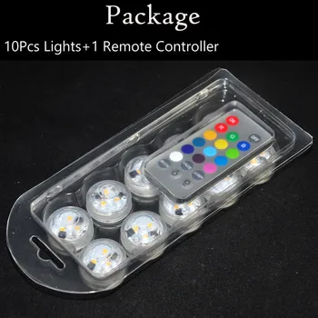 (20pieces/ lote) de Plástico ABS Super Brillante Sumergible Mini Luces LED con Control Remoto para el Año Nuevo, Regalos, Decoración de la Boda