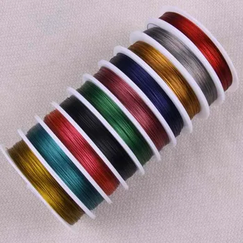0,38 mm 0,45 mm Multi-color de la Cola de Tigre Abalorios de Alambre de Joyería Cordón de Nylon Recubierto de Alambre de Acero Inoxidable de la Cadena de Fabricación de la Joyería 20Rolls
