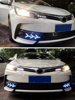 1 conjunto de 12v LED de circulación Diurna la Luz de ABS de niebla cubierta de la lámpara con el Amarillo de Giro luces de Señal Para el Toyota Corolla 2017 2018