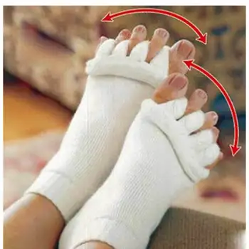 1 Par Cinco Dedos de los pies de los Separadores de Calcetines de Hallux Valgus Corrector de Juanete Ajustador de Cuidado de los Pies Ortopédicos Enderezador de Calcetines para Pedicura