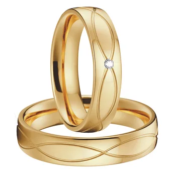 1 par vintage par de anillos de boda para hombres y mujeres amantes de la Alianza de 18 quilates chapado en oro de la joyería del anillo de dedo de matrimonio