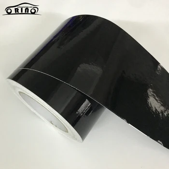 10 cm de Ancho, de color Negro Brillante con Aire de Liberación de la Envoltura de Vinilo en Rollo Brillante Coche Cuerpo Pegatina de la Envoltura de papel de Aluminio