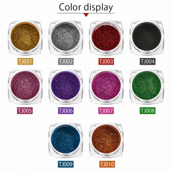 10 Cuadro/Set de Uñas Espejo del Polvo del Brillo de Color Metálico Arte de Uñas de Gel UV de Pulido de Cromo Copos de Pigmento de Polvo Decoraciones de Manicura
