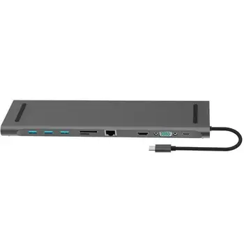10 En 1 Multi USB HUB compatible con HDMI VGA USB Adaptador de Audio Para MacBook Tipo C CONCENTRADORES de Estación de Acoplamiento Para el ordenador Portátil