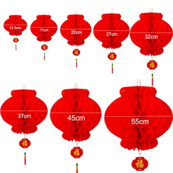 10 Pcs 5-22 Pulgadas 12.5 cm-55 cm Chino Tradicional Rojo Linterna de Papel Para el año 2020 Año Nuevo Decoración de Colgar la prenda Impermeable del Festival de la Linterna