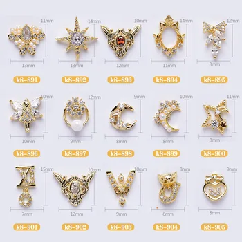 10 Pcs Brillante Circón de Lujo de la Aleación 3D Nail Art Decoraciones Encanto de la Perla del Diamante de Cristal de la Joyería de Manicura de Diseño de Accesorios 891-905