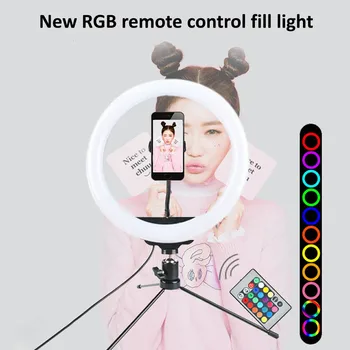 10 pulgadas RGB Luz del Anillo del Trípode Teléfono Clip Selfie Colorida Fotografía de Iluminación para el Estudio de la creación de videoblogs en YouTube Corto Video en Vivo