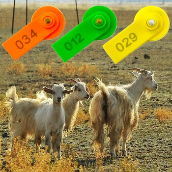 100 juegos Numerados Cabras Oído Etiquetas de Identificación Ganadera Animales de Granja, Suministros de Cabras Cerdos Ganado de Etiquetas de Ganado Oído Etiquetas