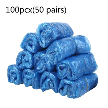 100 Pcs/Pack Desechable Impermeable Cubrebotas Día Lluvioso De Limpieza De Alfombras De Plástico Cubiertas De Zapatos Protectora Elástica Casa Chanclos