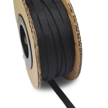 100 pies-30m Negro 4 6 8 10 12 14 16 mm de la Trenza de la MASCOTA Ampliable Forrado de Alta Densidad de Revestimiento Trenzado de Cable de Mangas Tela Cable
