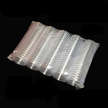 100 Piezas de 25 mm de Plástico Transparente Protector de Cápsulas de Contenedores caso De Token Juego de mesa Colección de Monedas del Titular de Cajas