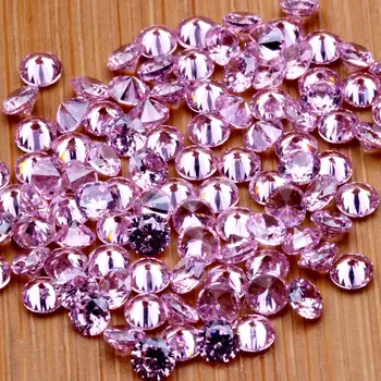 1000pcs AAAAA+ 0.8-4 mm CZ Piedra de Corte Redondo de Perlas de Color Rosa Cubic Zirconia Gemas Sintéticas Para la Joyería