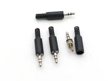 100pcs Estéreo de 3,5 mm conector Macho Jack de Audio Adaptador de Conectores de Plástico de soldadura