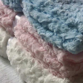 102x75cm blanco rosa azul super suave rose de lana esponjosa de la felpa de la manta de bebé de los niños de tirar de la manta envolver mantas de doble capa