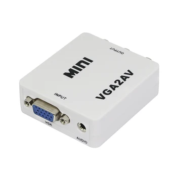 1080P Mini VGA AV RCA Convertidor de Audio de 3,5 mm VGA2AV/CVBS Adaptador para PC a TV HD Convertir NTSC PAL SXGA 1920 x 1080 a 60 fps