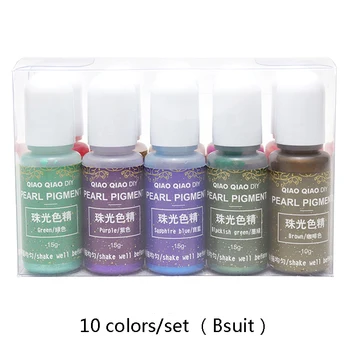 10colors/set Bsuit de perlas de resina de tinte de la Resina de Epoxy de Pigmento de la Resina UV Colorante Colorante Colorante de Resina, Pigmento de BRICOLAJE, Artesanías hechas a Mano de Arte