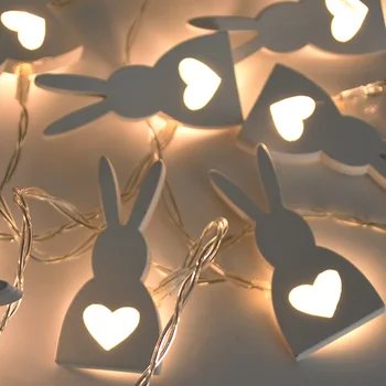 10LED de Pascua Parte de la Decoración de Madera de Pascua Conejo Cadena de Luces de Huevo de Pascua del Conejito Guirnalda de Luces Para la Fiesta en Casa de Decoración de la Lámpara de Hadas