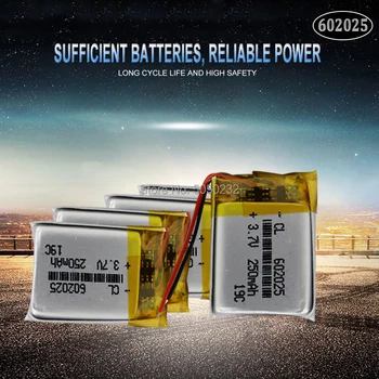10pc 3.7 V 250mAh 602025 de Polímero de Litio Recargable de la Batería Para Mp3 MP4 MP5 GPS PSP DVR móvil bluetooth Li-Po de las células