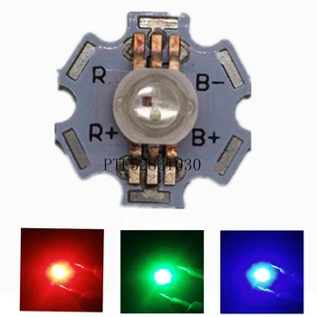 10pcs 3W RGB del Color del Poder más Elevado LED Chip Luz 6Pins 6pin con 20mm de Aluminio Blanco PCB para RGB LED de la Lámpara