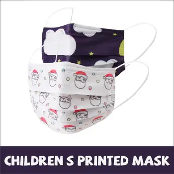 10pcs/50pcs/100pcs máscaras Desechables 3-capa No tejida a prueba de Polvo, Transpirable Colgando de la Oreja de Impresión Máscara de Navidad Para los Niños