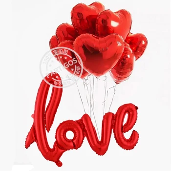 10pcs Corazón de Amor de Globos de papel de Aluminio de 40 Pulgadas de la Carta de Amor Globo de Helio de la Fiesta de Cumpleaños Decoración de la Boda el Día de san Valentín Proponer a la Chica
