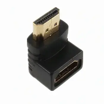 10Pcs envío Gratis Negro HDMI de 90 Grados de Ángulo recto a Macho a Hembra Adaptador de Conector del Convertidor de