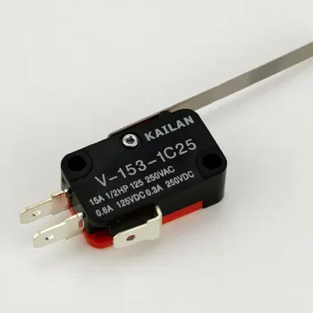10Pcs Interruptor de Límite de V-153-1C25 Larga Recta de la Bisagra de la Palanca de SPDT Micro Interruptor de 15A