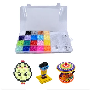 11000Pcs 2.6 mm Divertido de los Niños DIY Craft Juguetes de 20 Colores en Caja de Rompecabezas de Hacer Colgante de Hama Beads Fusible del Conjunto Perler 3 Tableros de Regalo