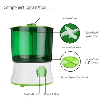 110V Automático Digital Brotes de soja Maker Termostato Eléctrico Grupo Vegetal Verde de las Plántulas Brote de Crecimiento de la Cubeta de la Máquina