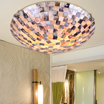 12 Tiffany estilo Mediterráneo natural de la cáscara de las luces del techo lustres luz de la noche piso de la barra de iluminación para el hogar