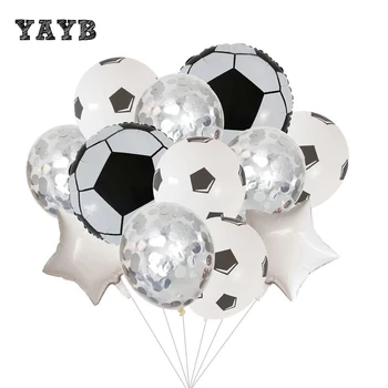 12pcs 18 pulgadas Blanco de la Estrella de Fútbol de Aluminio Globos de 12 pulgadas de Lentejuelas de Plata de Fútbol de Globos de Látex de la Ducha del Bebé de la Fiesta de Cumpleaños Decoración