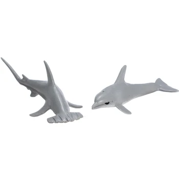 12pcs/set Mar Océano de Simulación de la Vida Animal Modelo de Tiburón Ballena, Tortuga Cangrejo Delfín Cifras de Inicio de la Barra de la Decoración de la Fiesta de Don