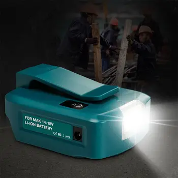 14,4 V/18V Li-on de la Batería de Doble Puerto USB con Luz LED Reflector al aire libre de la Linterna para Baterías Makita