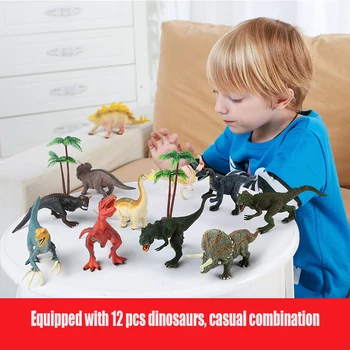 14 UNIDADES/ Set Grande de Simulación de Dinosaurio de Juguete Suave de Dinosaurios Bloques de Construcción de juguetes de BRICOLAJE de Dinosaurio de la Familia de la niñez Temprana Modelo cognitivo