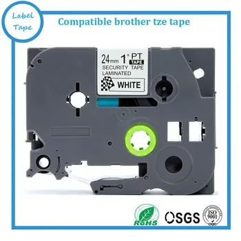 150pcs compatible tz de seguridad laminado cinta TZe-SE5 TZ-SE5 tze se5 tz se5 Negro sobre Blanco 24mm etiqueta para Ptouch impresora de etiquetas