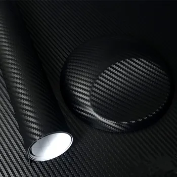 152*30cm 3D de Fibra de Carbono Película de Vinilo Auto Adhesivo Rollo Impermeable de Automóviles de BRICOLAJE Estilo Negro de Plata de Color de la Película Decorativa de Papel de Calcas