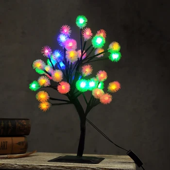 15in LED Árbol de Cerezo Luces de la Noche Luminarias Lámparas de Mesa de Hadas de Fibra Óptica de la Fiesta de Navidad del Interior del Hogar Decoración de la Iluminación navideña