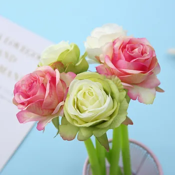 16 pcs/lot Creativo de Simulación de Rosa flor Pluma de Gel Lindo 0,5 mm de la Firma de la Pluma de Promoción de Regalo de Papelería, útiles Escolares