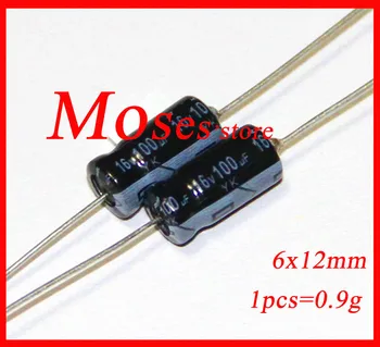16v 100uf Axial Electrolítico Condensador de capacitancia 6x12mm (50pcs)