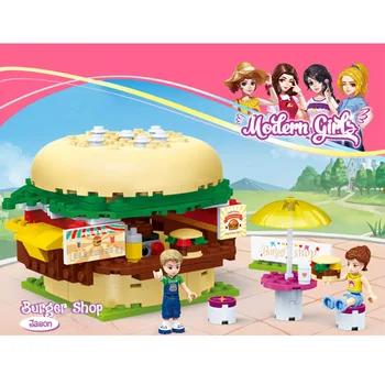 176PCS Chicas de la Ciudad compatibles Amigos del parque de Atracciones Burger Shop Snack stand Montado la Construcción de Bloques, ladrillos Niños Juguetes Regalos