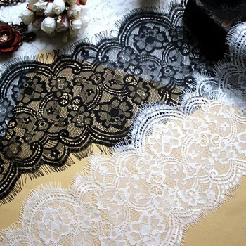 17cm de Ancho de Pestaña en Blanco y Negro Suave Floral Clásico de Encaje Decoración de Artesanías de Costura ajuste del Cordón Para el Vestido de Decisiones Decoración
