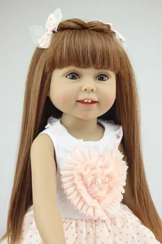 18 Pulgadas de 45CM Completo de silicona Muñecas de Niña Estadounidense de la Princesa Muñecas Bebé niña sonriente niños pequeños que Buscan Chicos de Regalo Juego de Casa de juguete