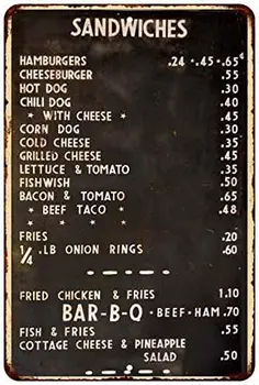 1940 Cena de Menú Signo Restaurante de Decoración de la Cena de los Signos de los años 50 de la Decoración de la Casa Retro de la Vendimia de la Placa de Pared del Arte de Estaño de la Cocina el Almuerzo de Regalo
