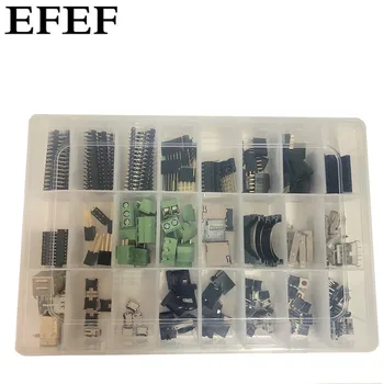 198pcs Kit de conectores para los Arrancadores de Arduino Básicas de Aprendizaje de los Conectores USB Interruptor de DC Jack Encabezado de Electrónica DIY con Caja al por menor