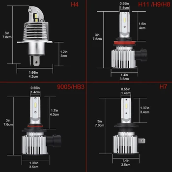1pair LED faro bombilla de 60W 12000lm H4 Hi/Lo H7 H11 9005 HB3 9006 HB4 6000k Blanco H4 LED Faro de Coche