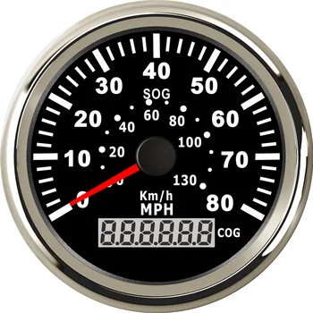 1pc 0-80 mph 80Miles Por Hora GPS Velocímetro 0-130km/h 85 mm Impermeable LCD Velocidad Mileometers con luz de fondo Azul y la Antena