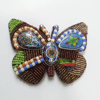 1pc de colores de la mariposa hecha a Mano de cristal con cuentas Parches para la ropa de Coser lentejuelas apliques de animales bordado de parches para sho