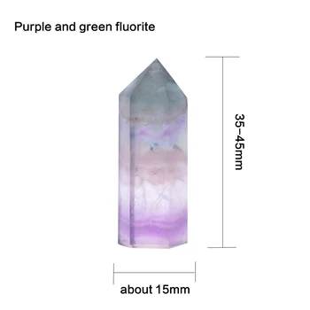 1PC Natural Púrpura verde de cristal de fluorita punto de la Raya del arco iris de Fluorita de la varita mágica de Tratamiento de Piedra de Curación de Decoración para el Hogar