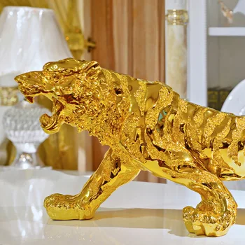 1pcs de oro de la resina de tigre decoración de coche modelo de la casa de la boda decoración de navidad de regalo de cumpleaños