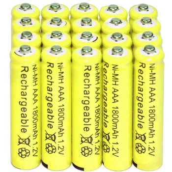 2/4/10/20/24/30pcs pilas AAA Masiva de Níquel Hidruro batería Recargable NI-MH 1.2 V 1800mAh Amarillo